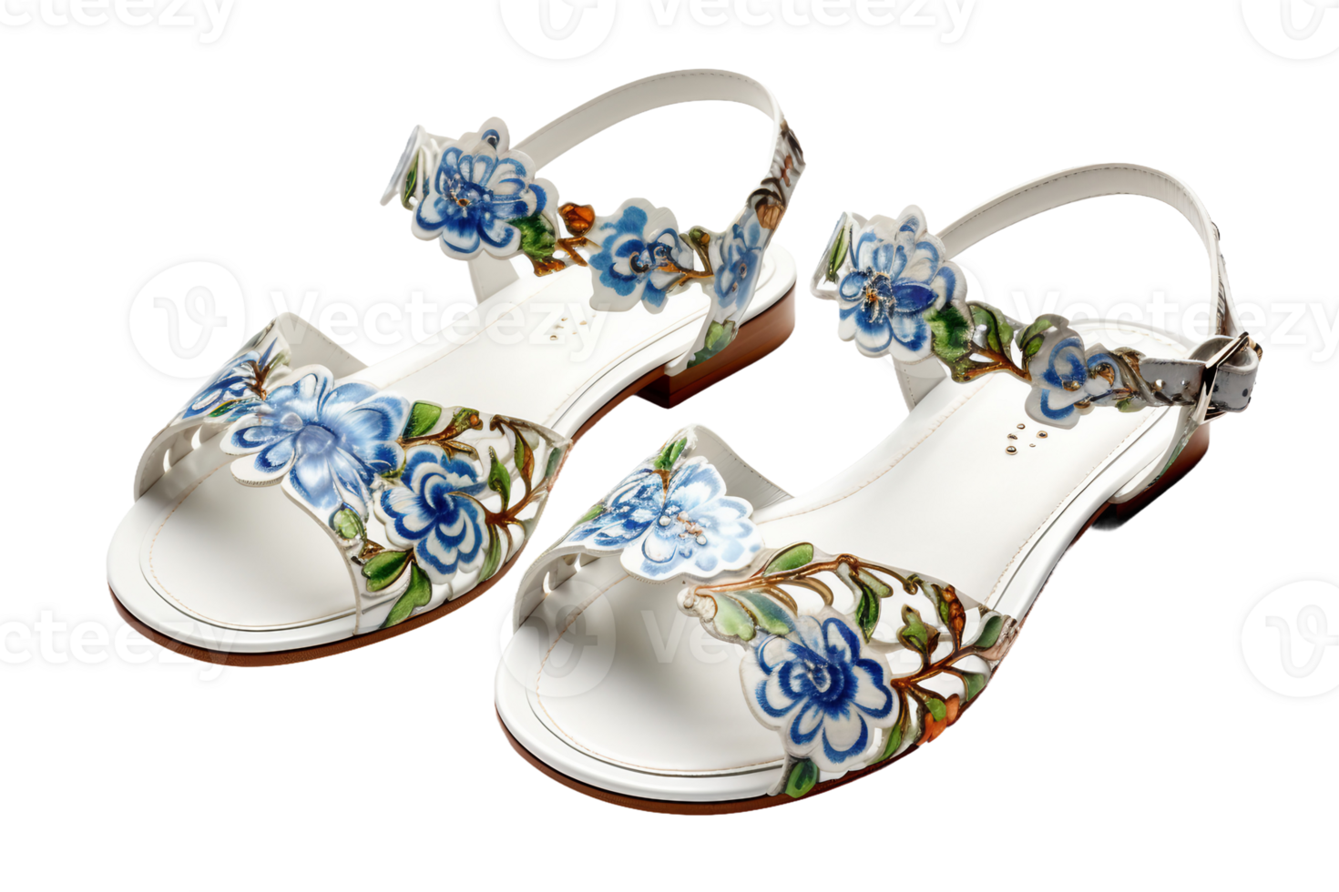 AI generated Patterned Sandals on transparent background. png