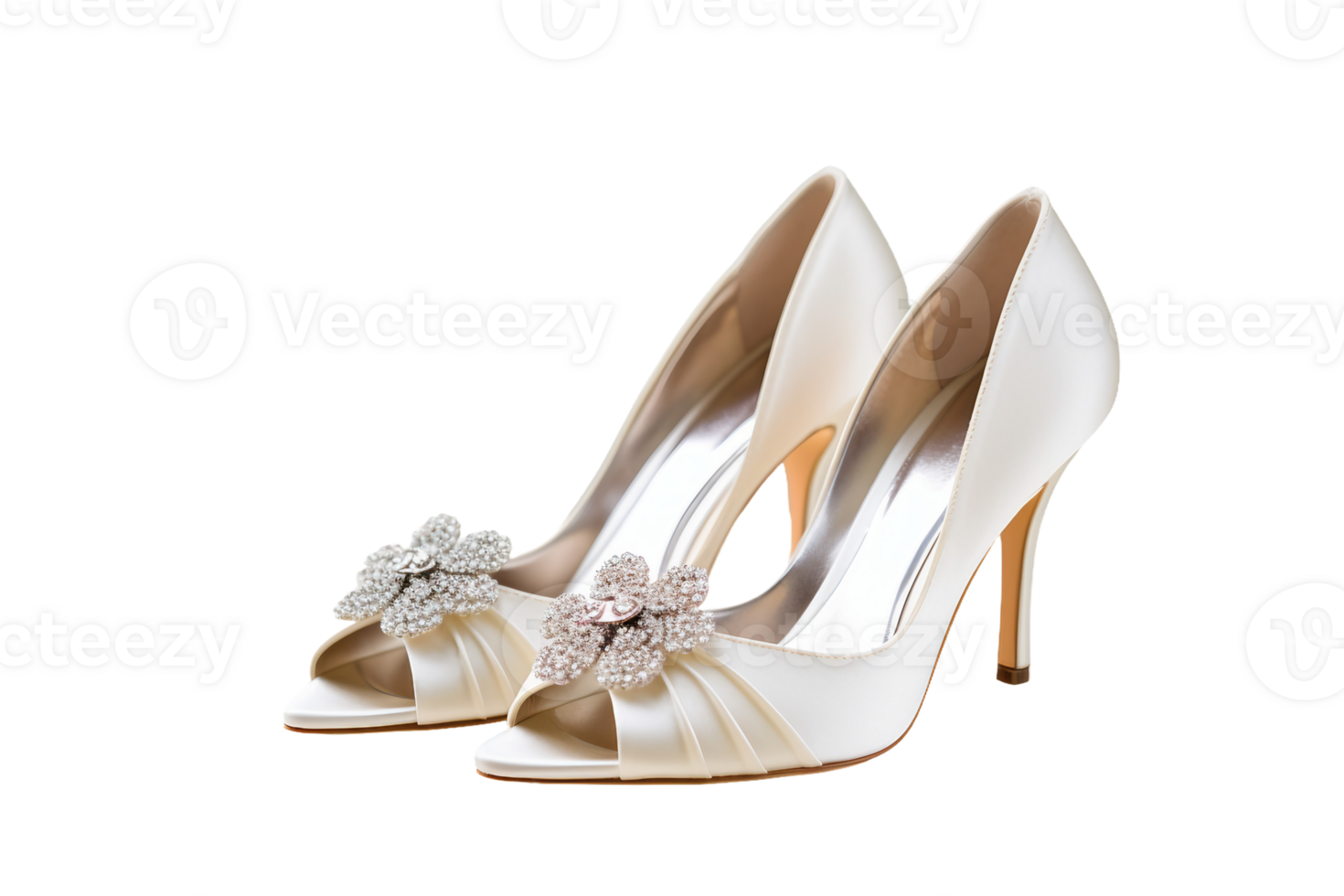 AI generated Ivory Wedding Pumps on transparent background. png