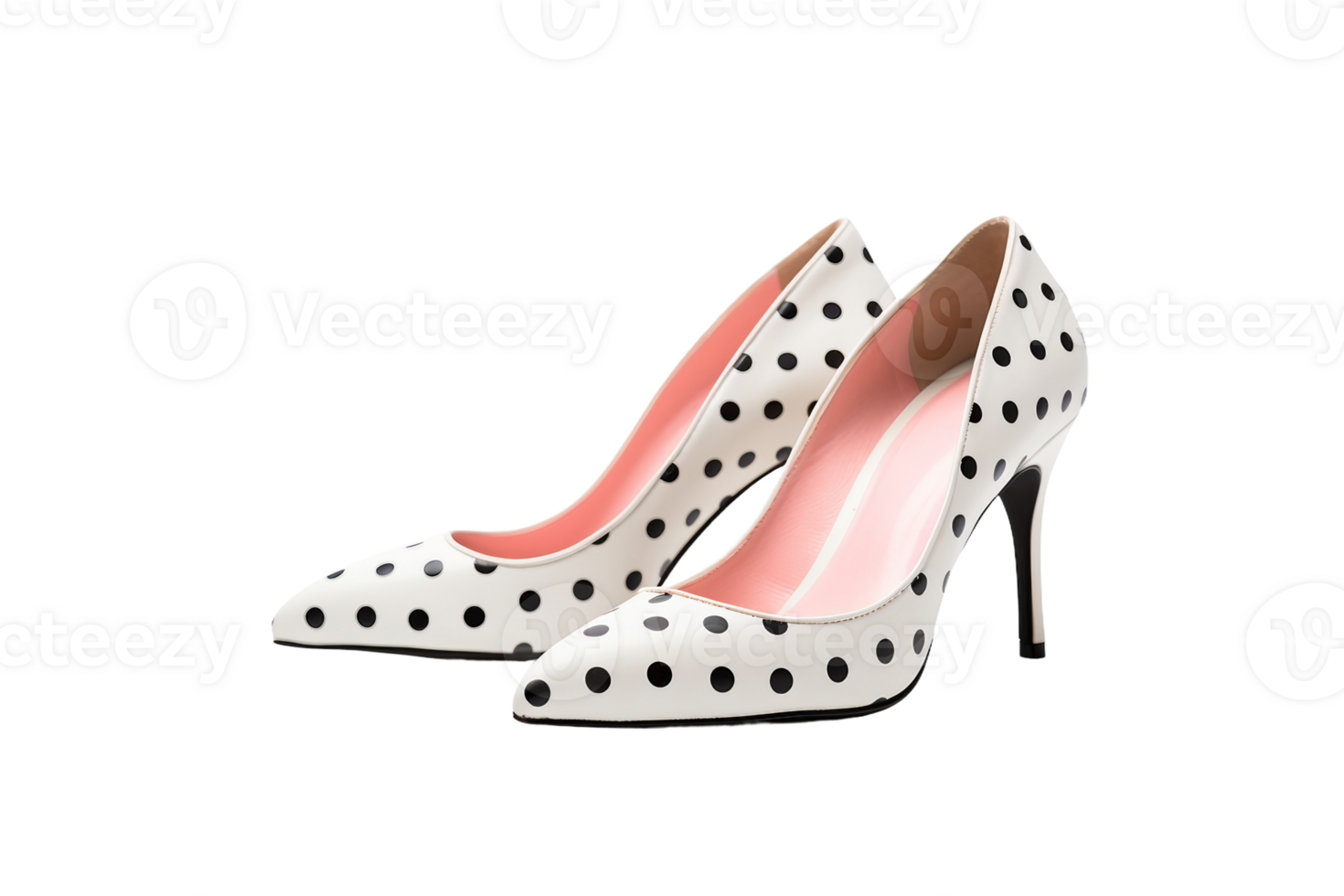 AI generated Polka Dot Kitten Heels on transparent background. png