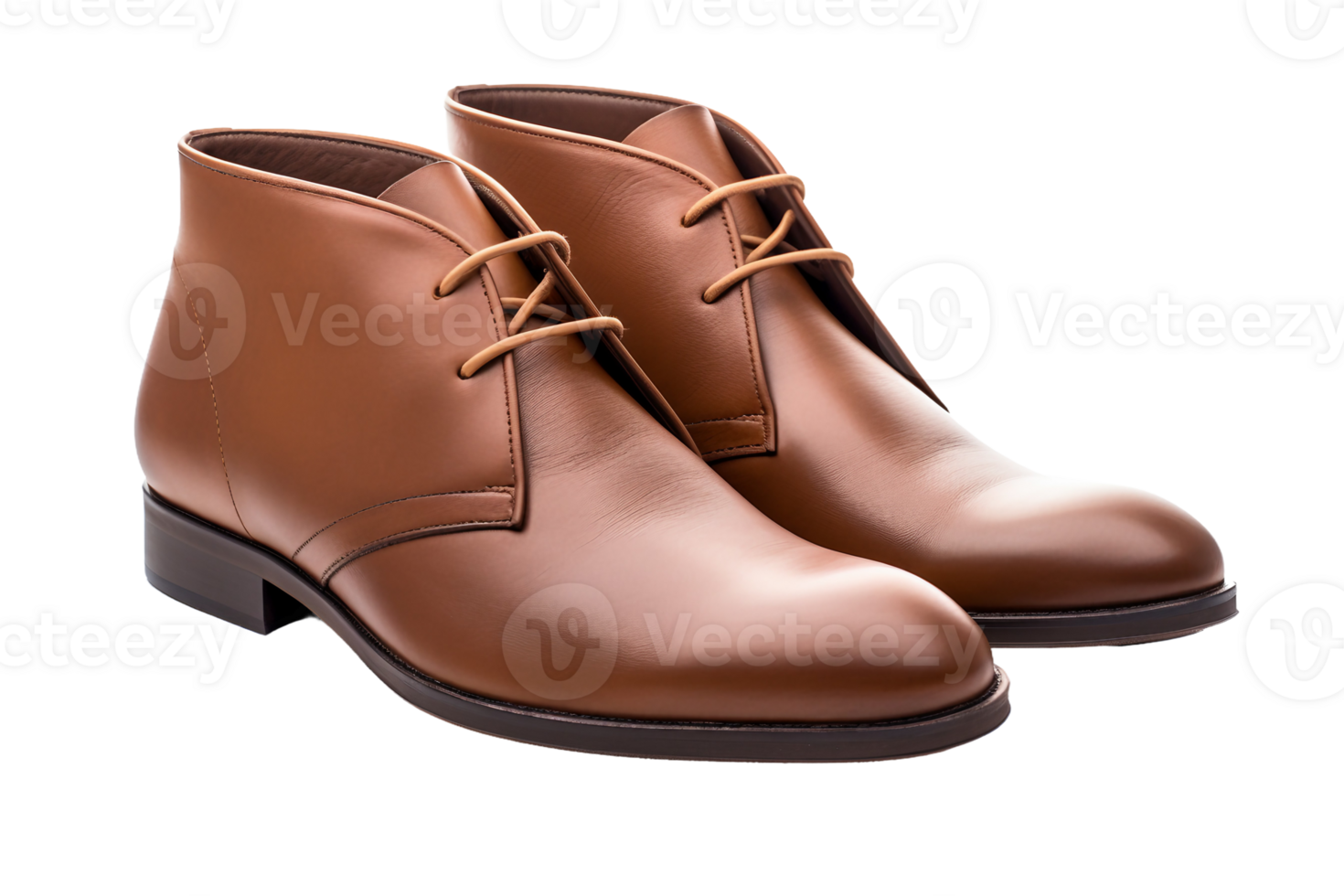 AI generated Stylish Brown Chukka Boots on transparent background. png
