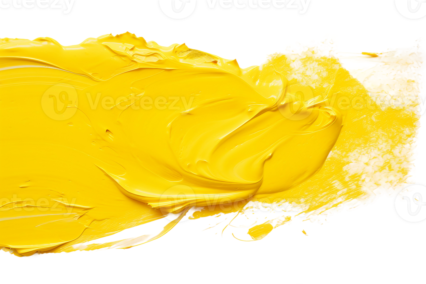 AI generated Brush Strokes of Yellow on transparent background. png