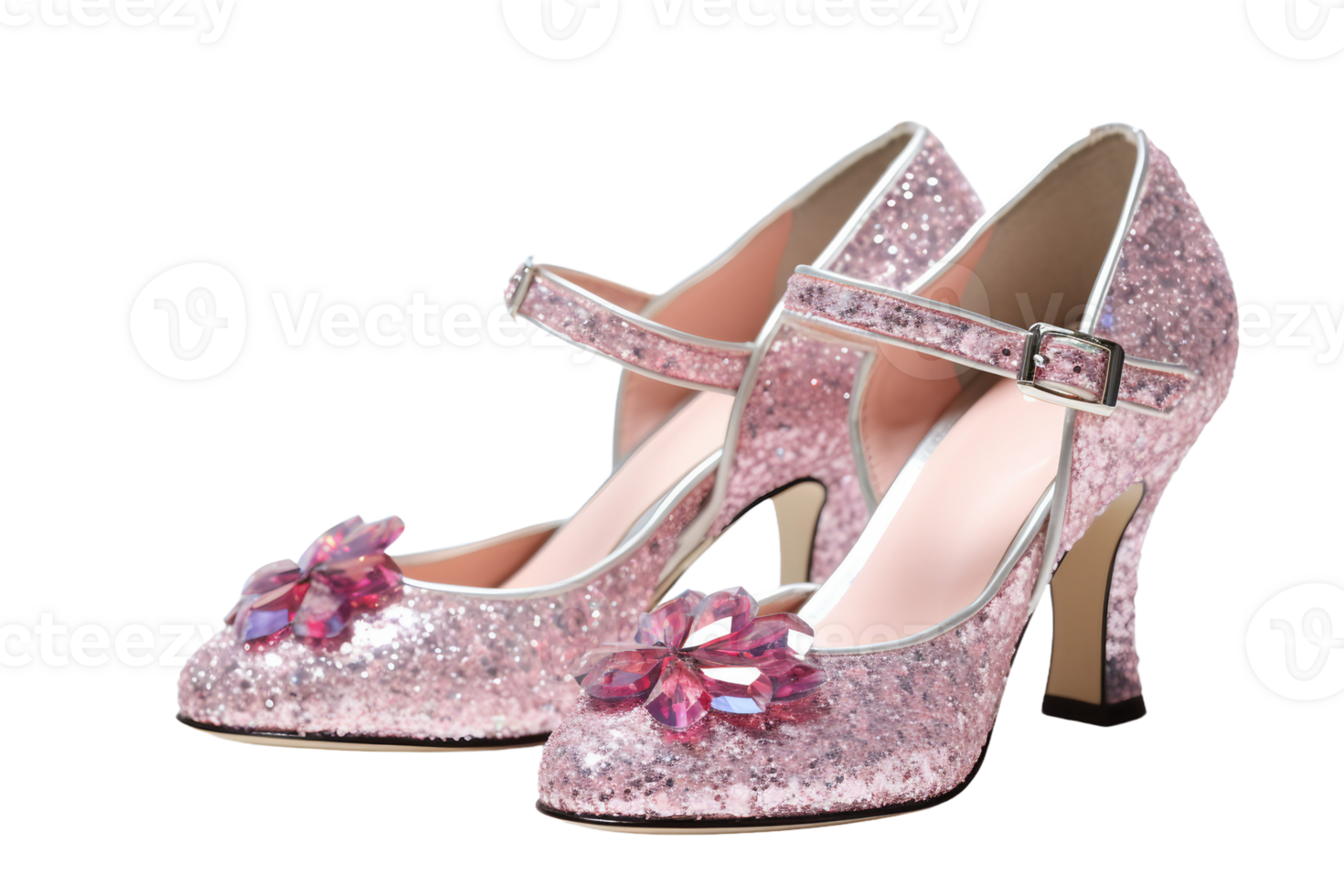 AI generated Sparkling Mary Janes on transparent background. png