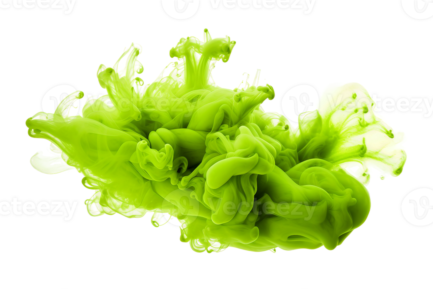 AI generated Chartreuse Smoke Artistry in Motion On Transparent Background. png