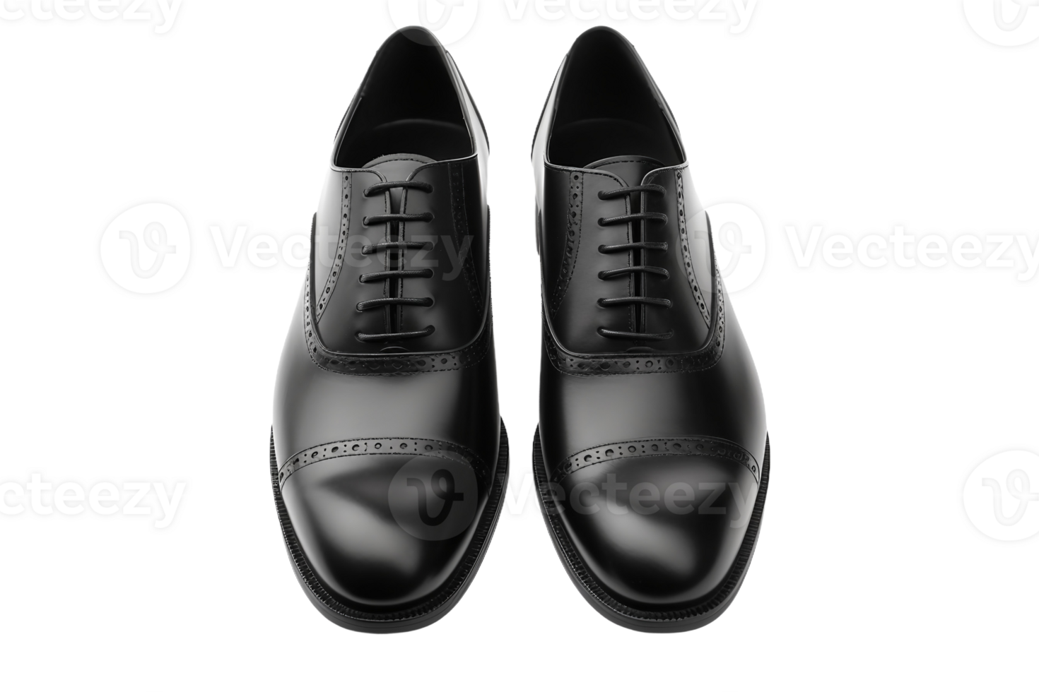 AI generated Classic Black Oxford Shoes on transparent background. png