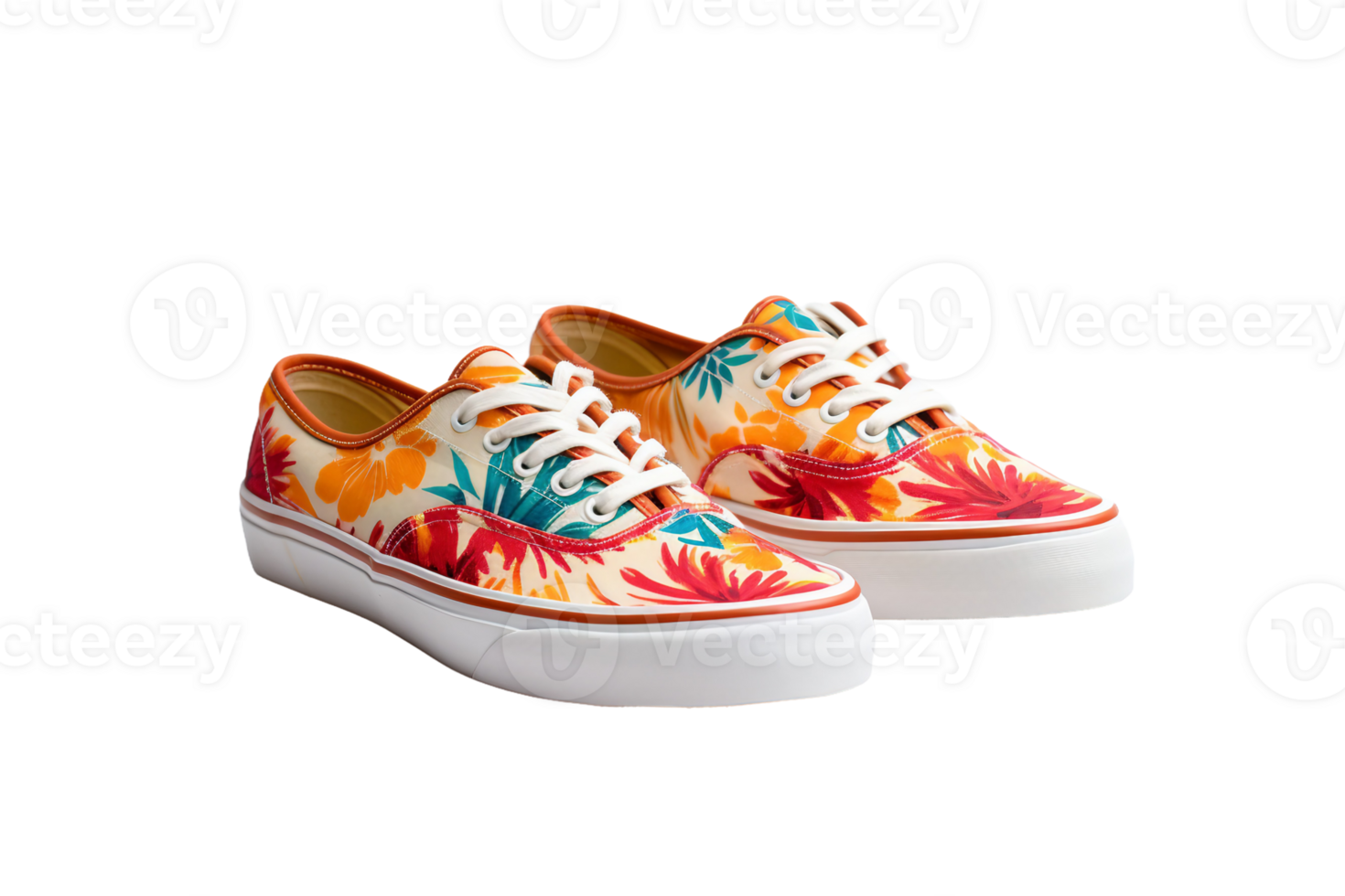 AI generated Floral Canvas Sneakers on transparent background. png