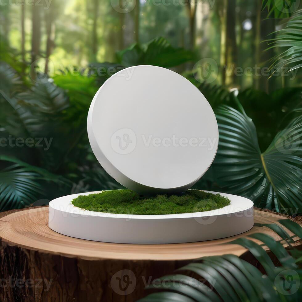 AI generated Two light green cosmetic beauty product podiums, pastel orange yellow gradient background, minimal mockup background for product cosmetic presentation 3d rendering photo