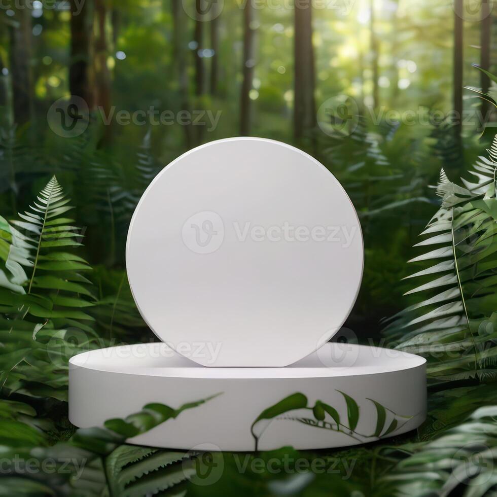 AI generated Two light green cosmetic beauty product podiums, pastel orange yellow gradient background, minimal mockup background for product cosmetic presentation 3d rendering photo