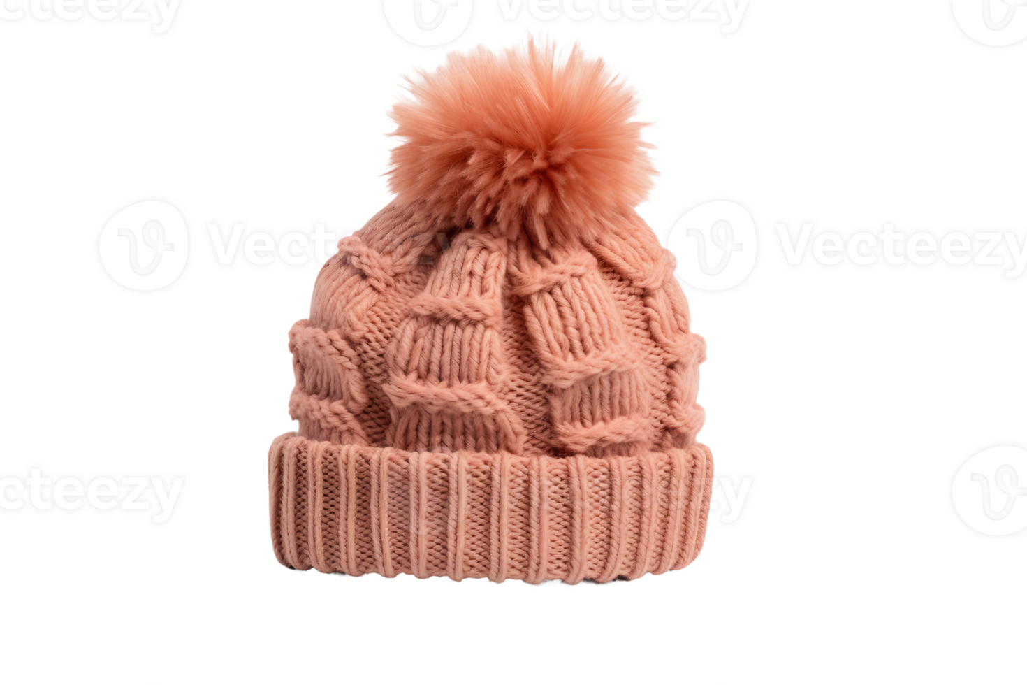 AI generated Knit Pom Pom Beanie on Transparent Background. png