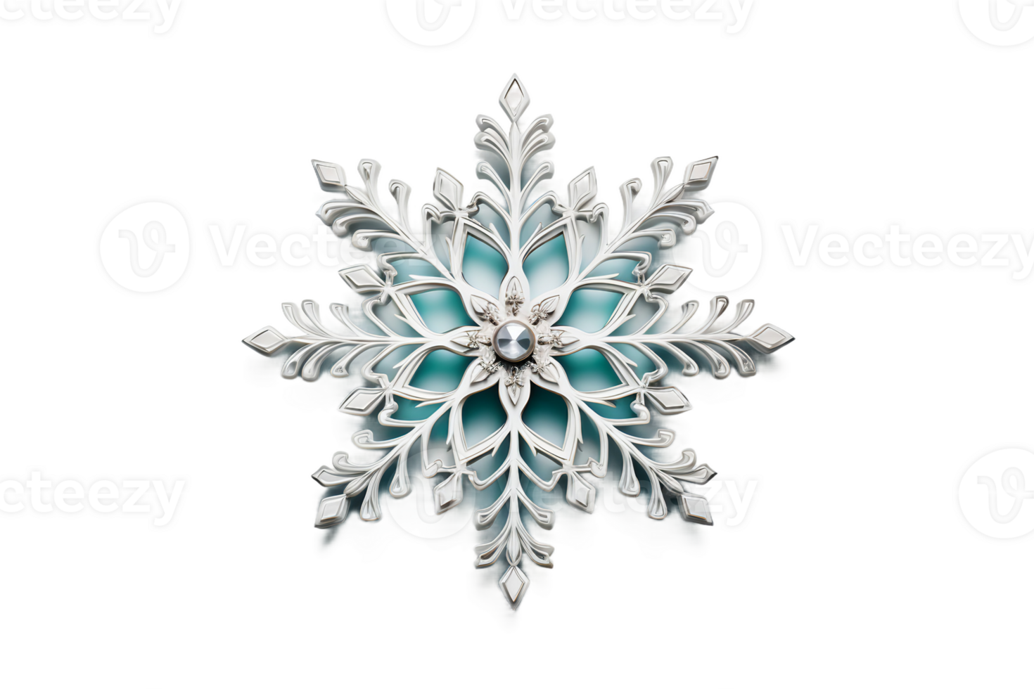 AI generated Snowflake Charm on Transparent Background. png