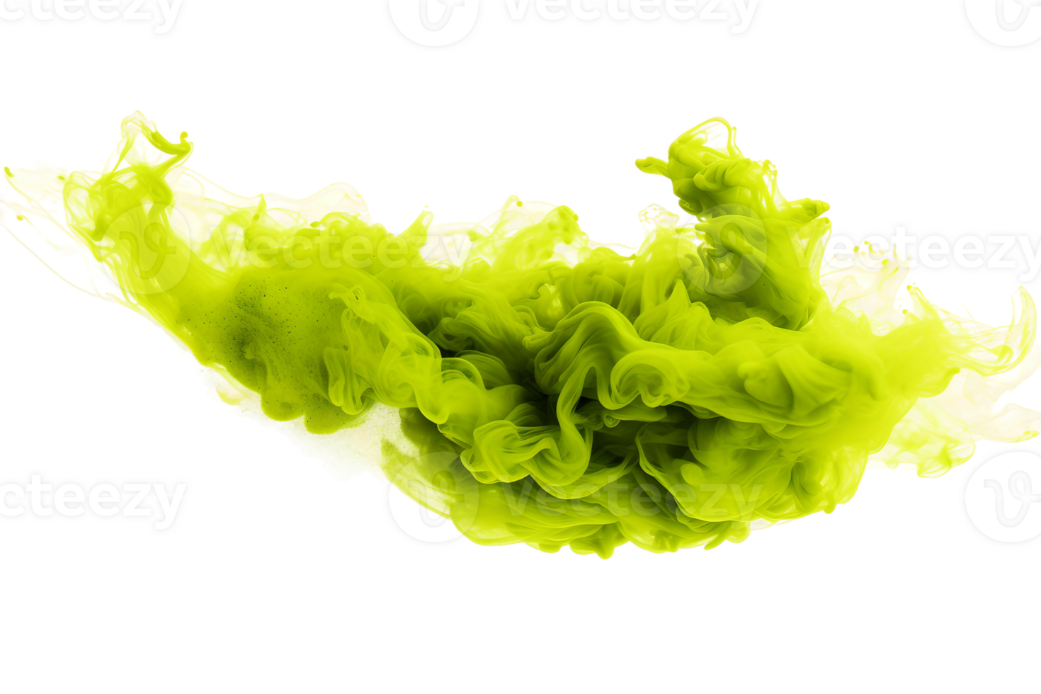 AI generated Chartreuse Smoke Artistry in Motion On Transparent Background. png