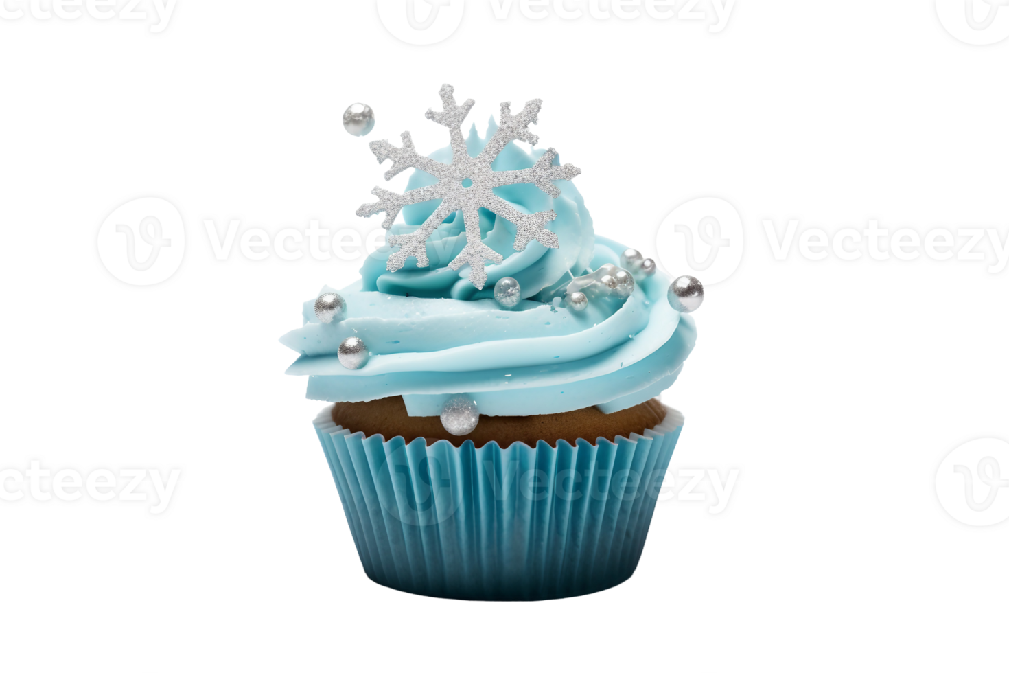 AI generated Snowflake Cupcake on Transparent Background. png