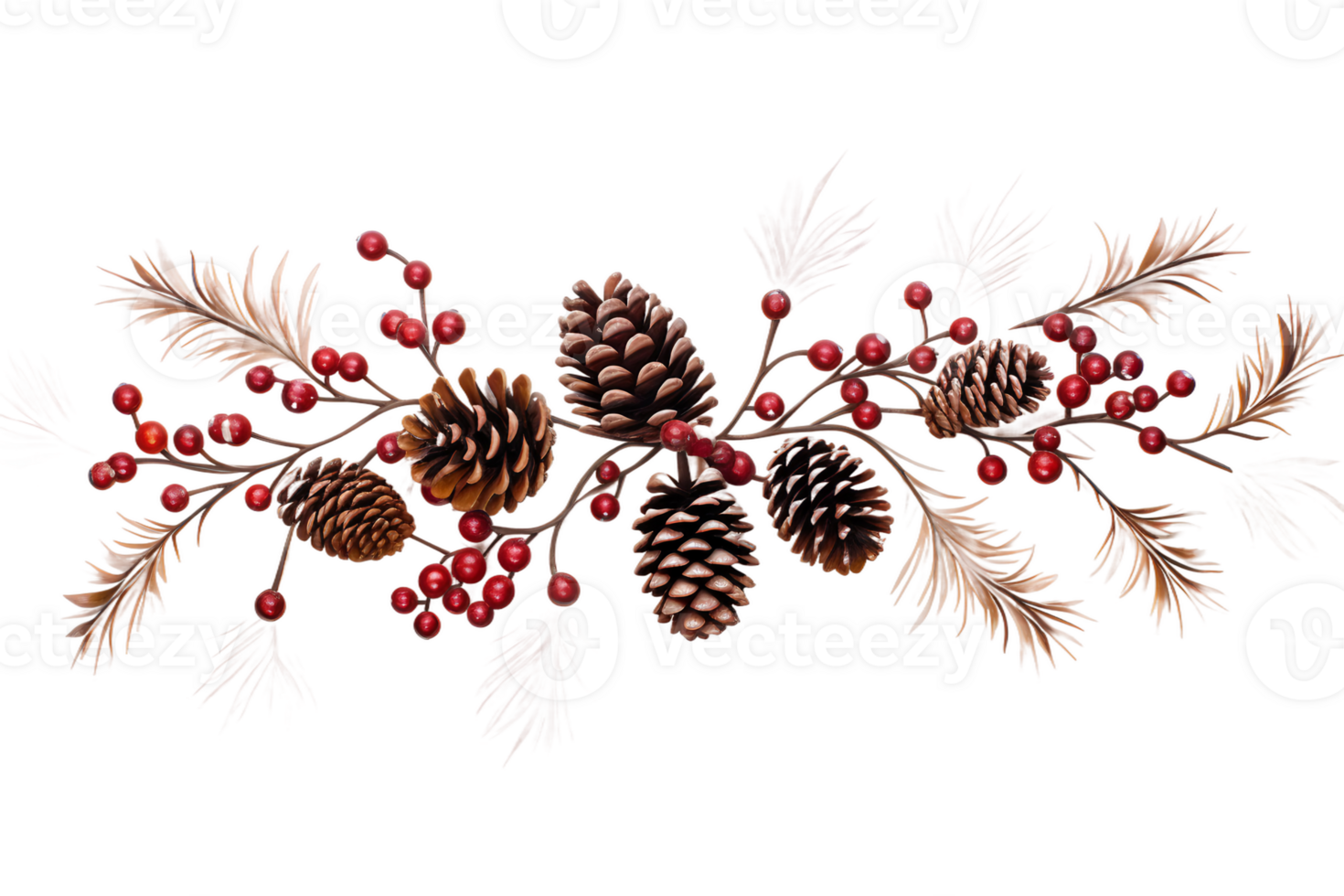 AI generated Pinecone and Cranberry on Transparent Background. png