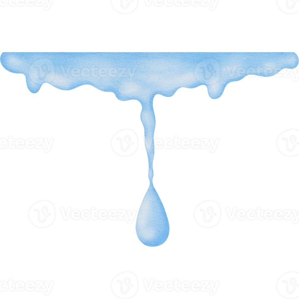 blue water splashes on transparent background, hand painted watercolor style png