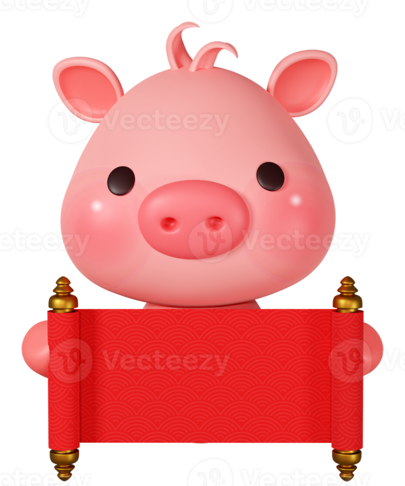 3D rendering illustration, cute pig among the zodiac signs png