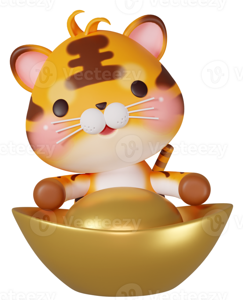 3d Rendern Illustration, süß Tierkreis Zeichen Tiger png