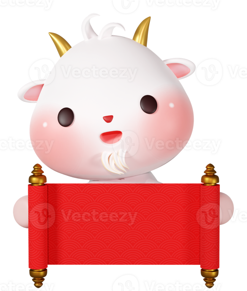 3D rendering illustration of cute zodiac sign Goat png