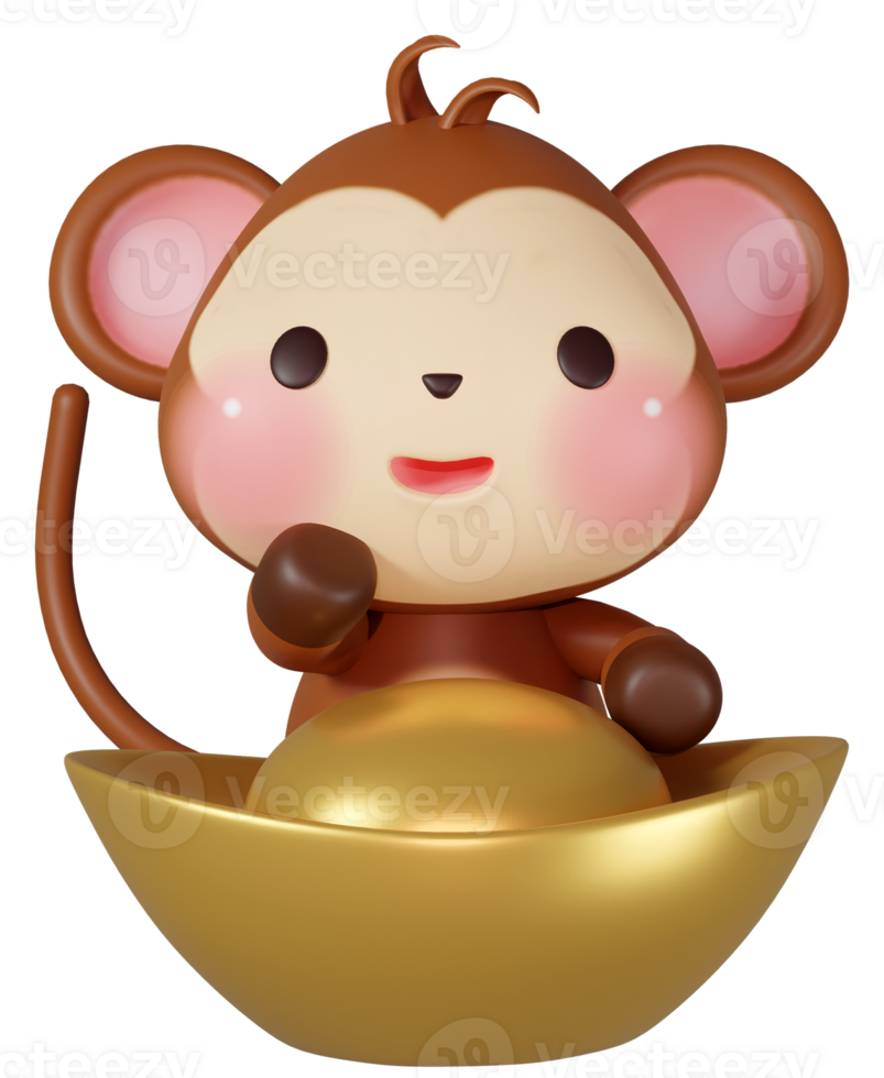 3d rendering illustration, cute monkey among the zodiac signs png