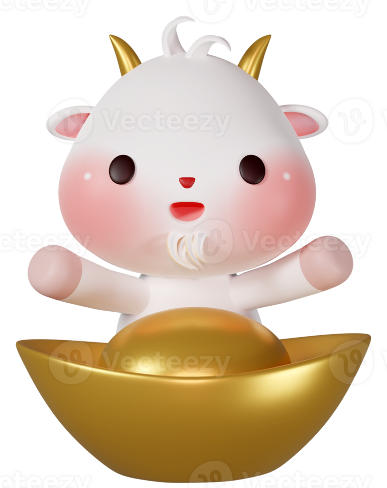 3D rendering illustration of cute zodiac sign Goat png