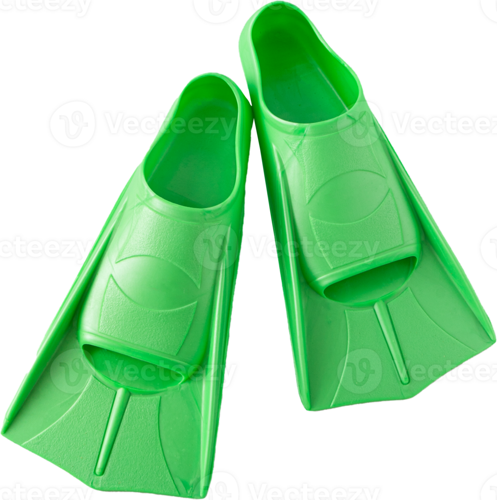 Green flippers for summer swimming in the sea and in the pool. Sports equipment isolated. png