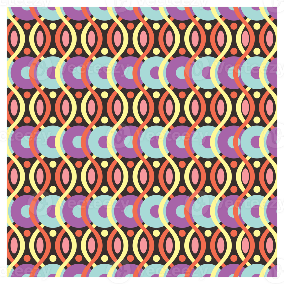 Colourful Mid Century Modern 1970s Style Pattern png