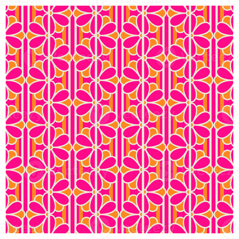 Retro Sixties Seventies Hippie Style Pink And Orange Flower Pattern png