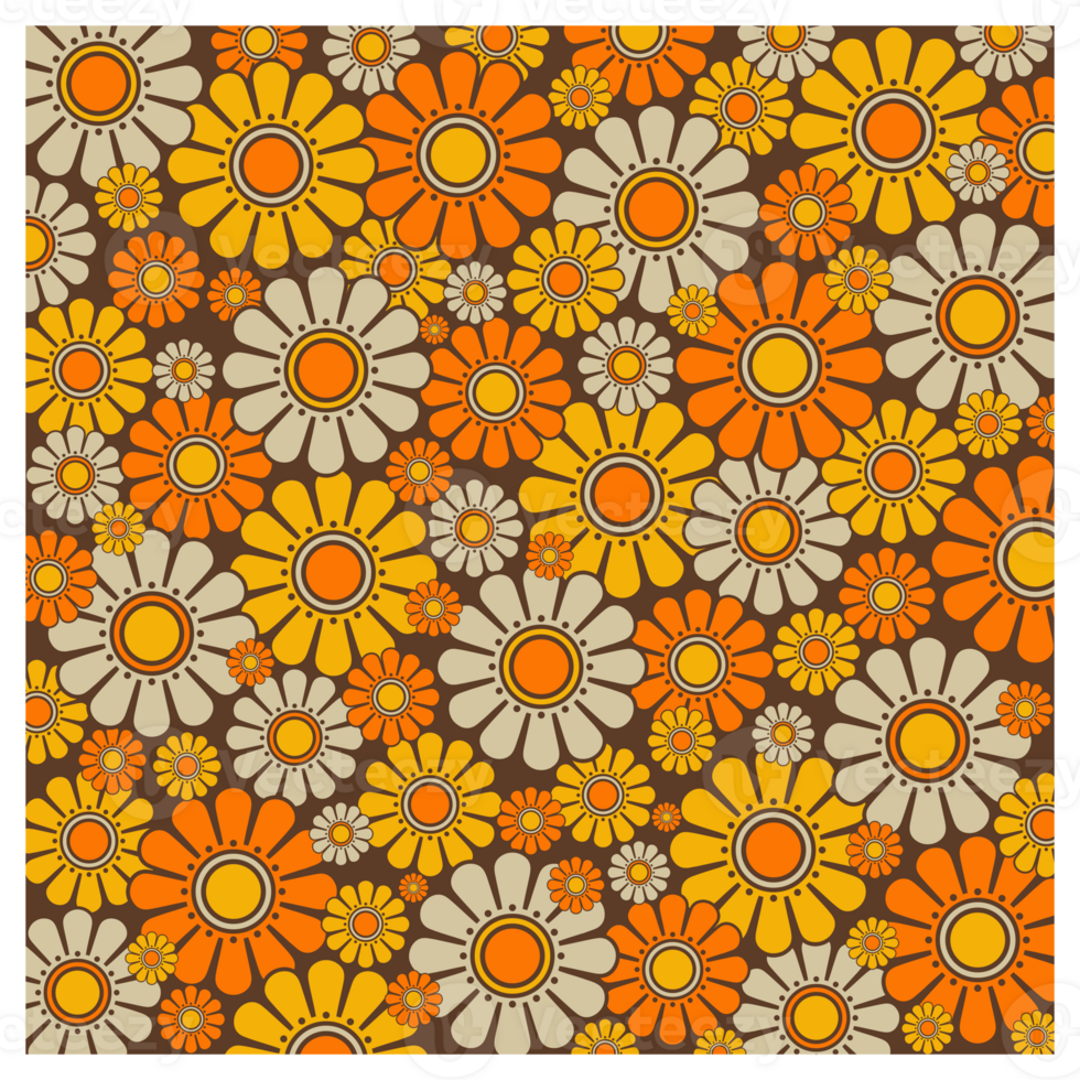 anos 60 estilo flor poder margarida floral padronizar png