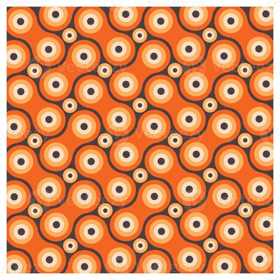 Retro 1970s Abstract Funky Orange Shapes Pattern png