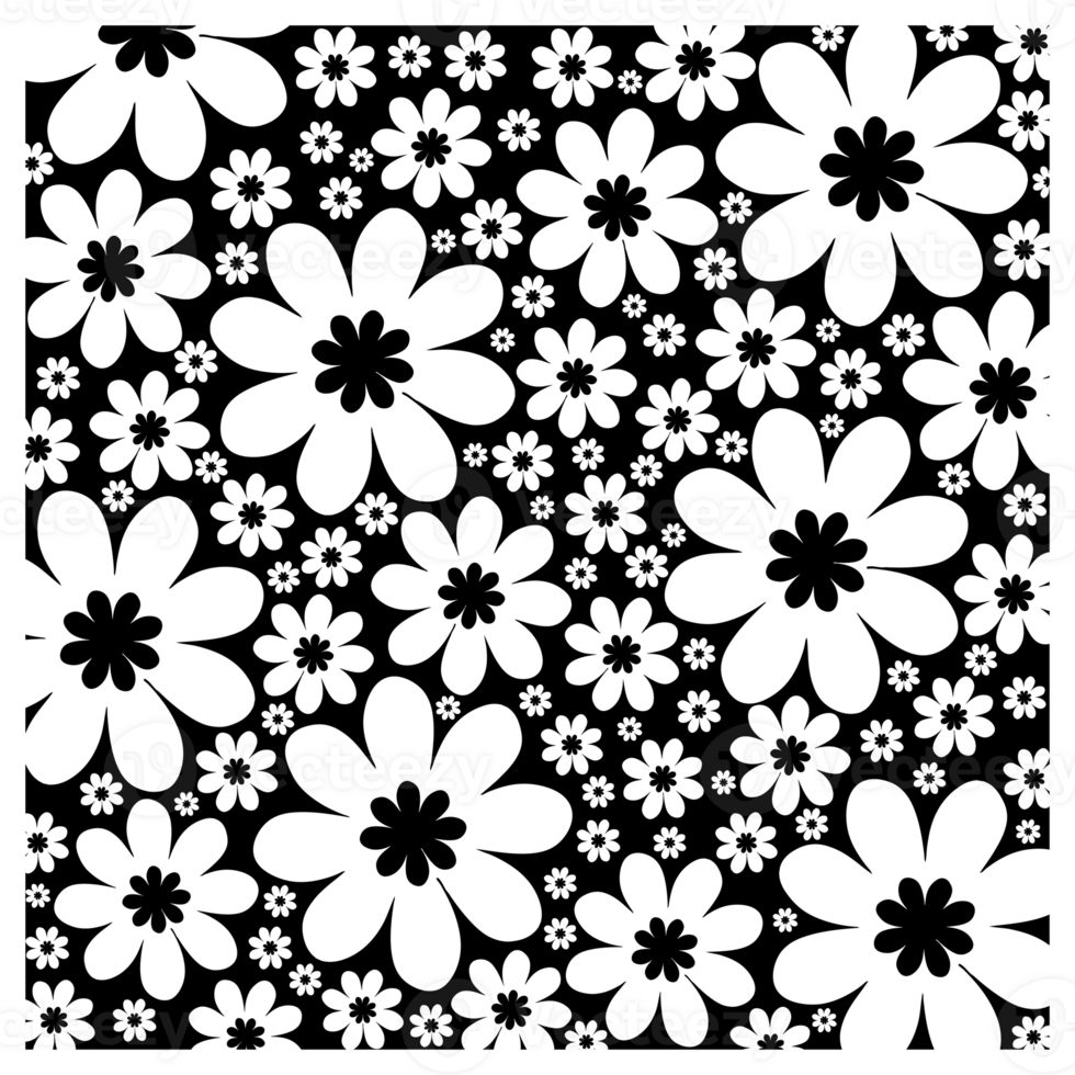 Black And White Daisy Flower Pattern png
