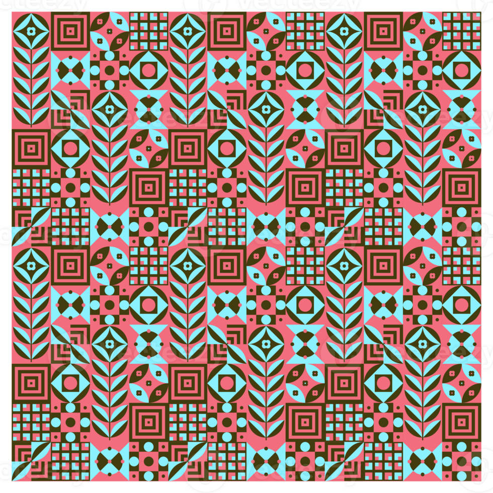 Retro Scandi Style Pink And Blue Mid Century Scandinavian Pattern png
