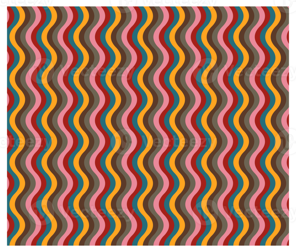 Retro Seventies Style Colorful Wavy Striped Pattern png
