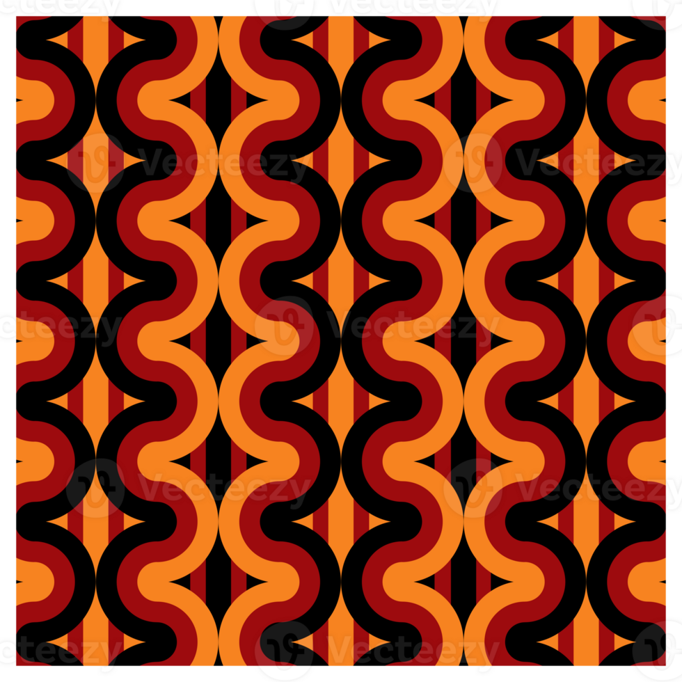 Retro Sixties Seventies Black Red Orange Pattern png