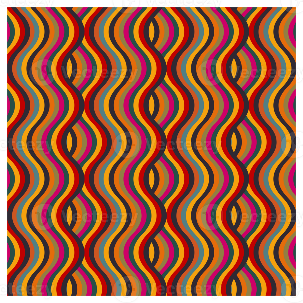 60s Style Mid Century Retro Wavy Striped Pattern png