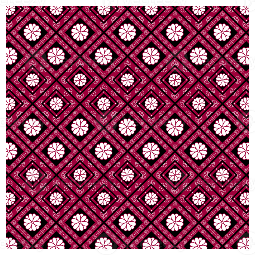 Bohemian Floral Red Black White Retro Flowers Pattern png