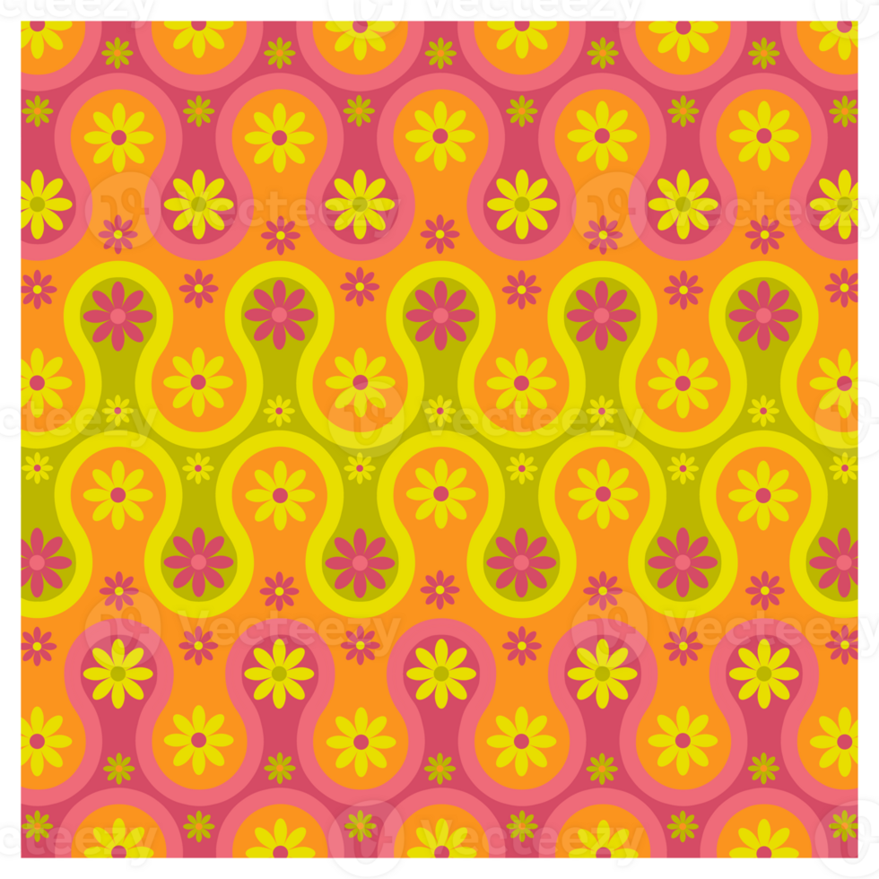 Funky Multi Coloured Hippie Flower Power Pattern png