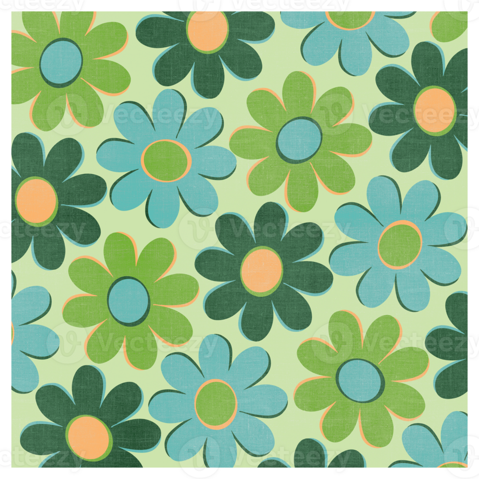 Blue And Green Floral Pattern With A Fabric Texture png