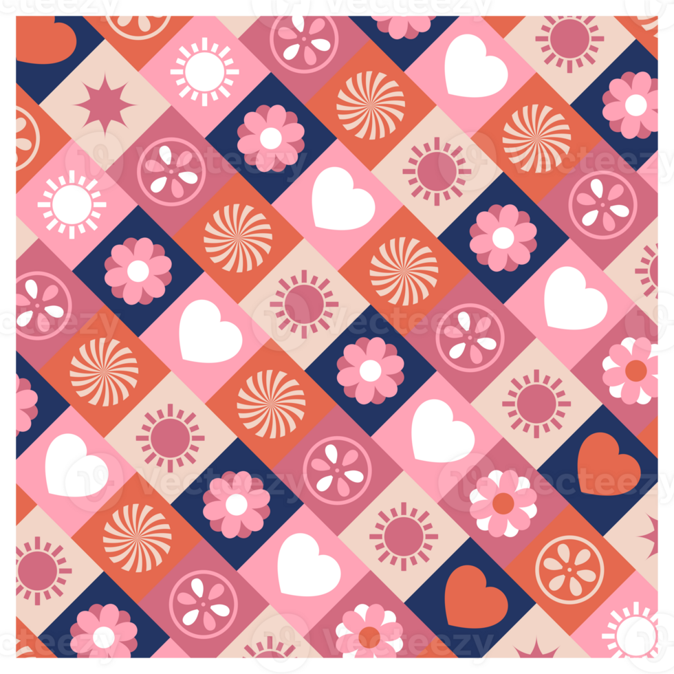 Scandinavian Cute Retro Scandi Style Pink Motif Pattern png