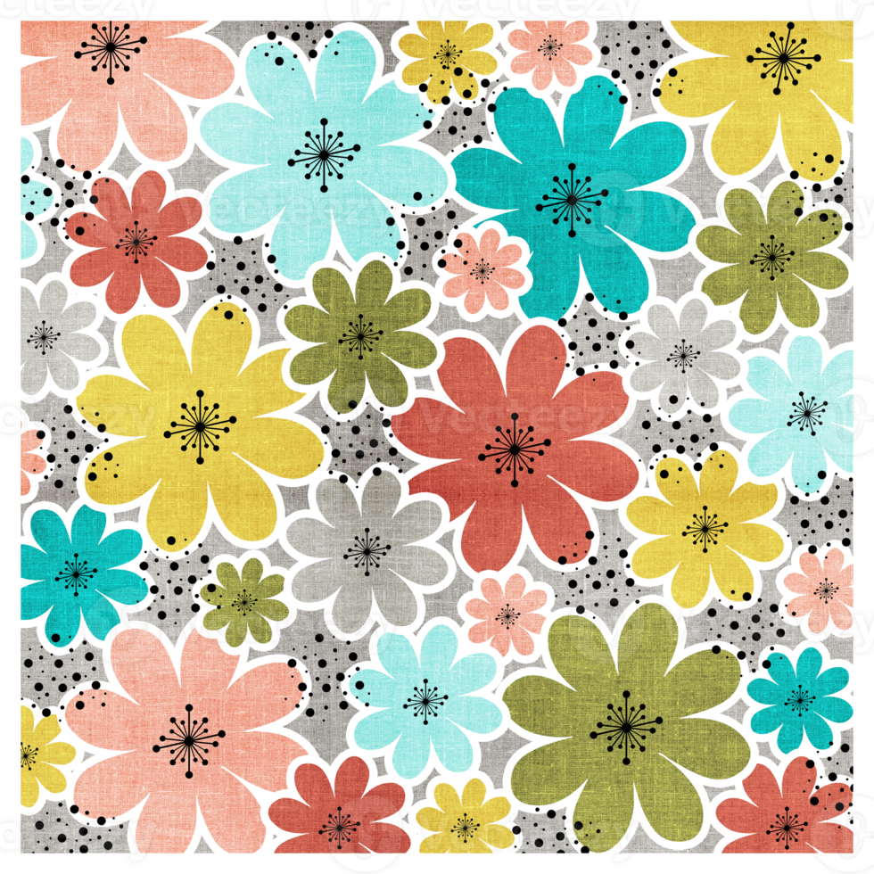 Multi Coloured Textured Flower Pattern png