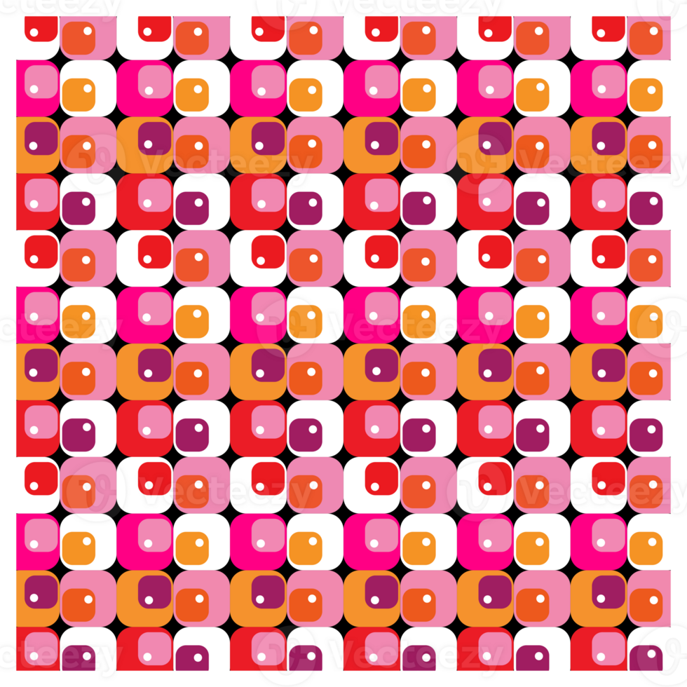 Funky Retro Sixties Pink Red And Orange Mid Century Pattern png