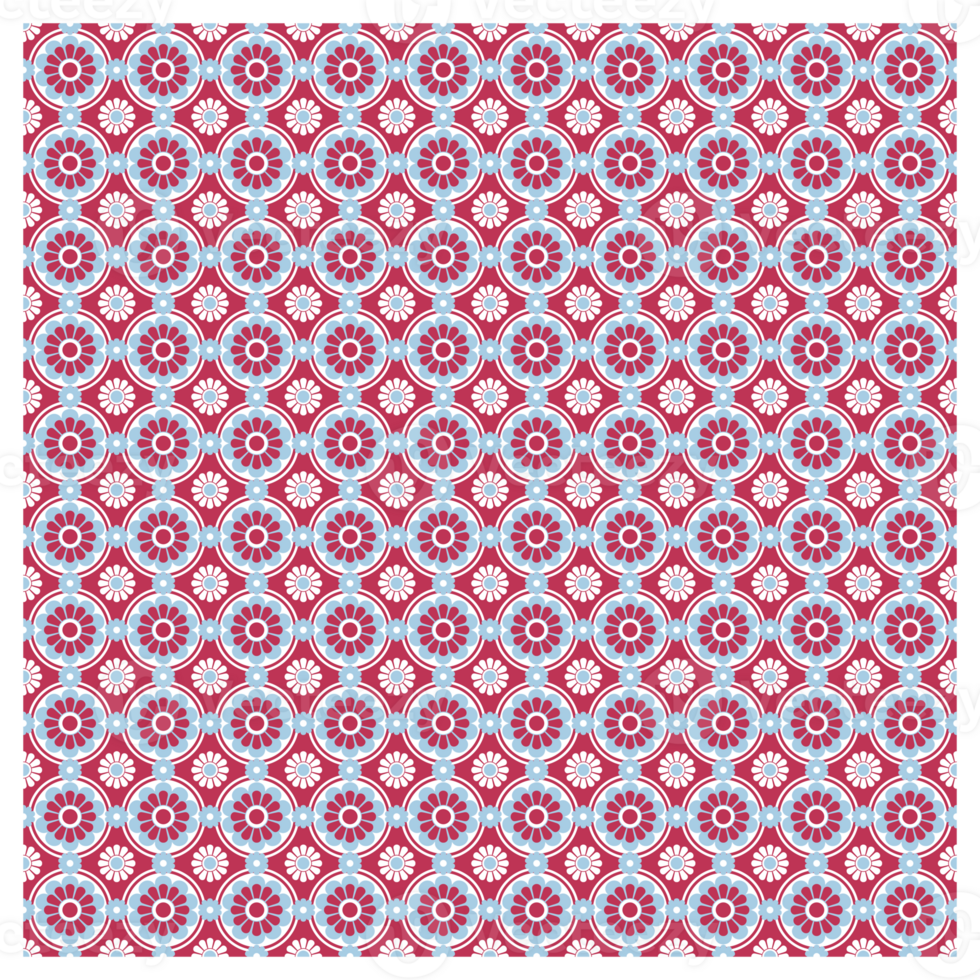 Magenta And Blue Retro Style Daisy Flowers Pattern png