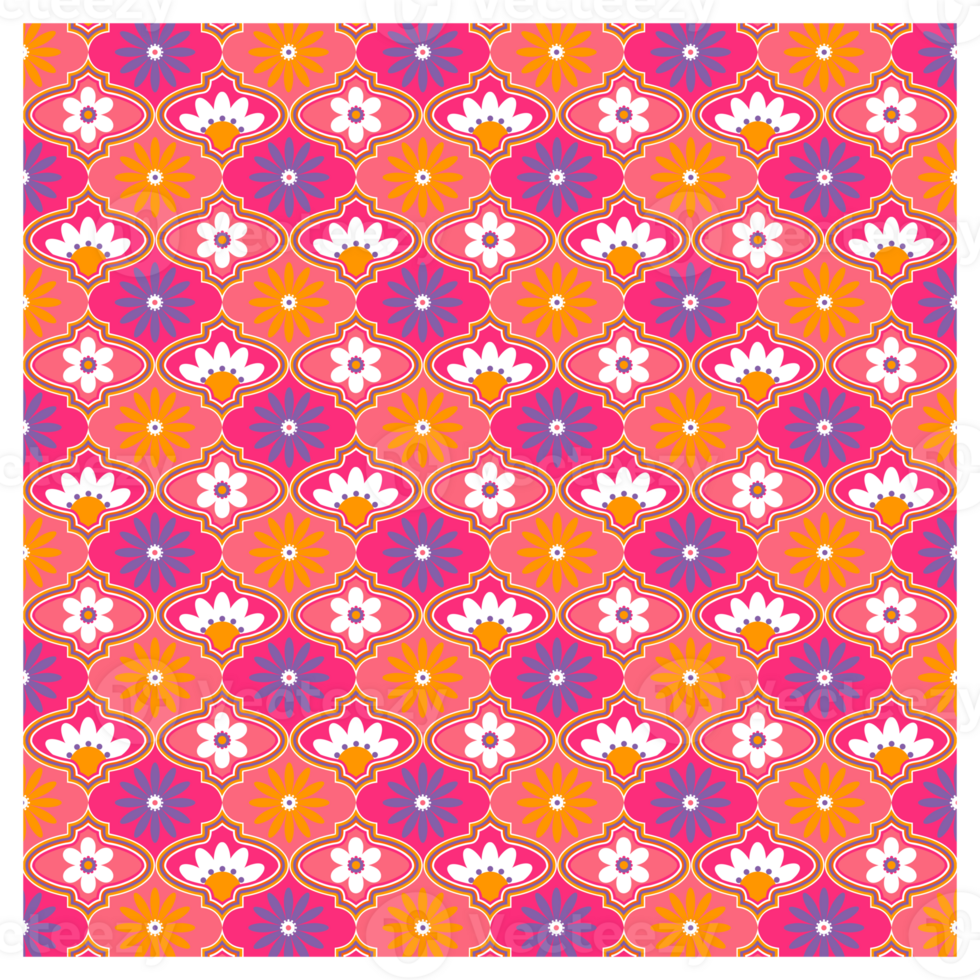 Mid Century Retro Modern Bohemian Floral Pattern png