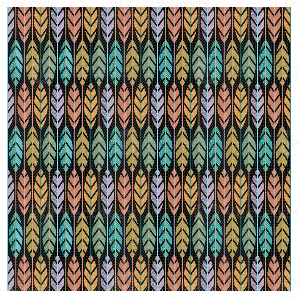 Retro Modern Mid Century Colorful Patterned Leaves Design png