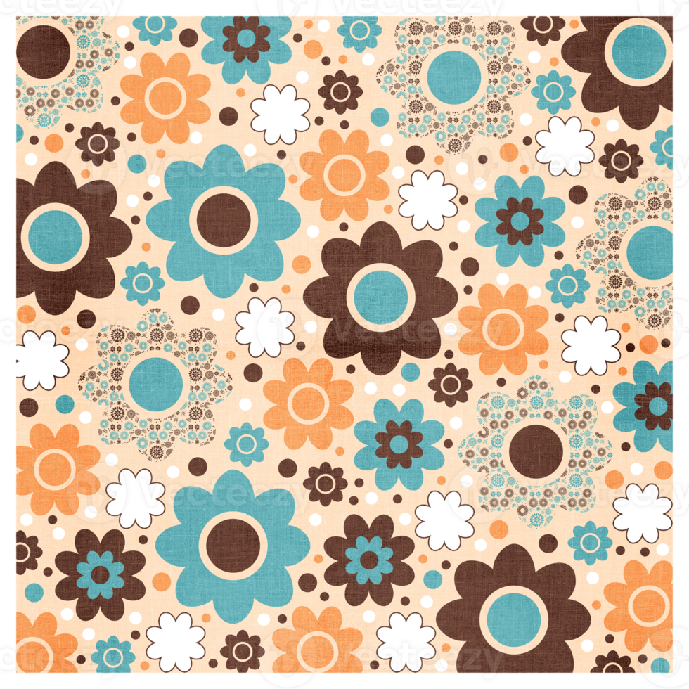 Retro Flower Power Hippie Floral Background Pattern png