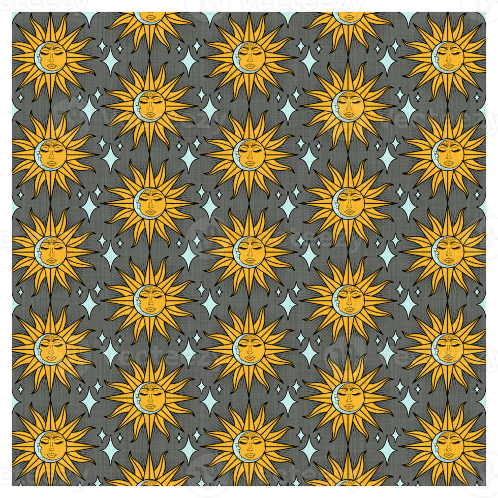 Sleeping Sun Moon And Stars Celestial Pattern png