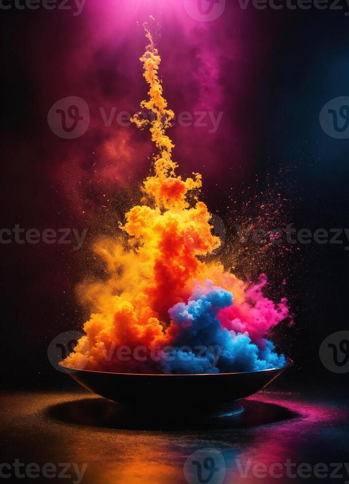 AI generated Colorful cloud with smoke on black background. ai generative photo