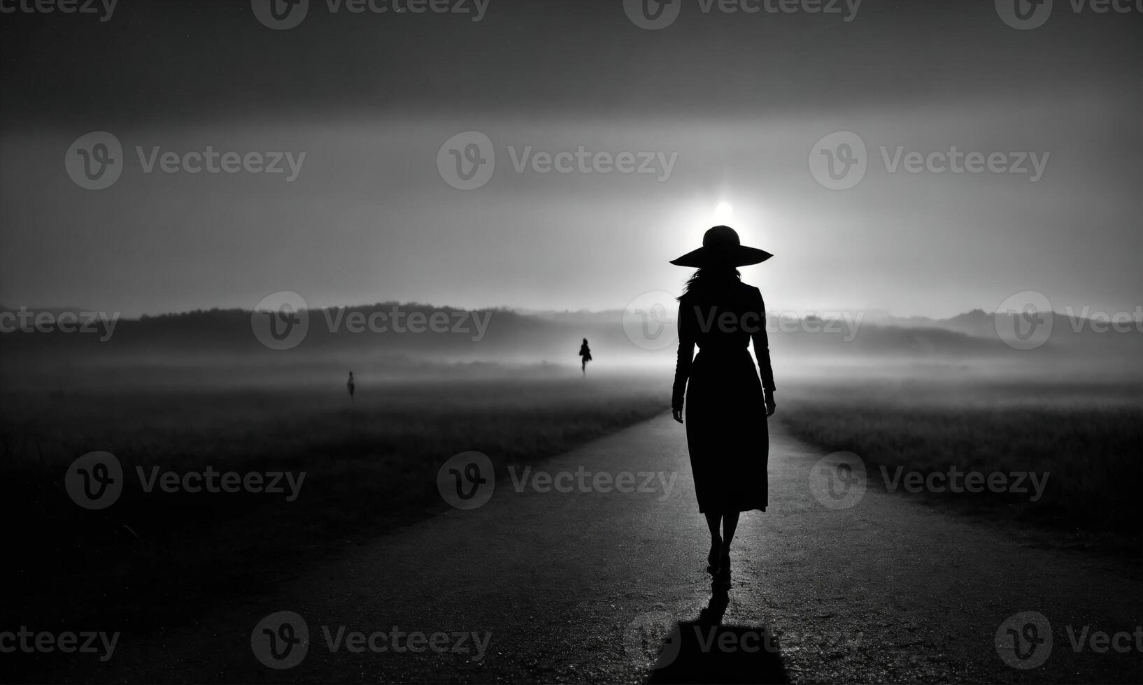 AI generated Blurry motion silhouette of a girl with long hair. ai generative photo