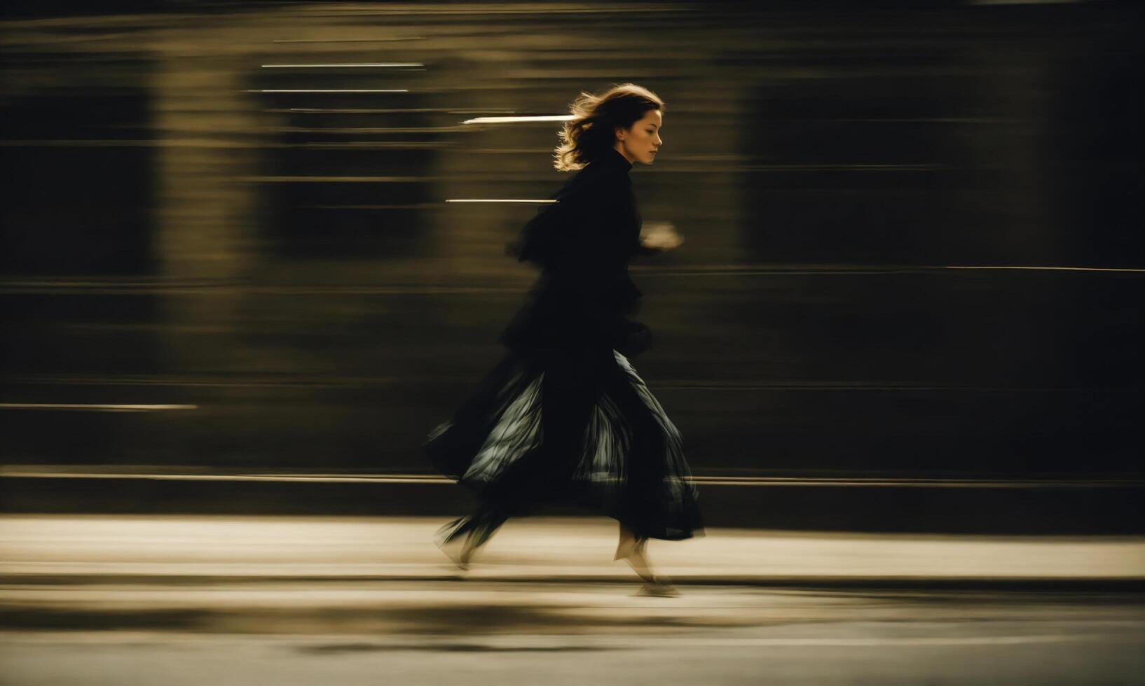 AI generated Blurry motion silhouette of a girl with long hair. ai generative photo