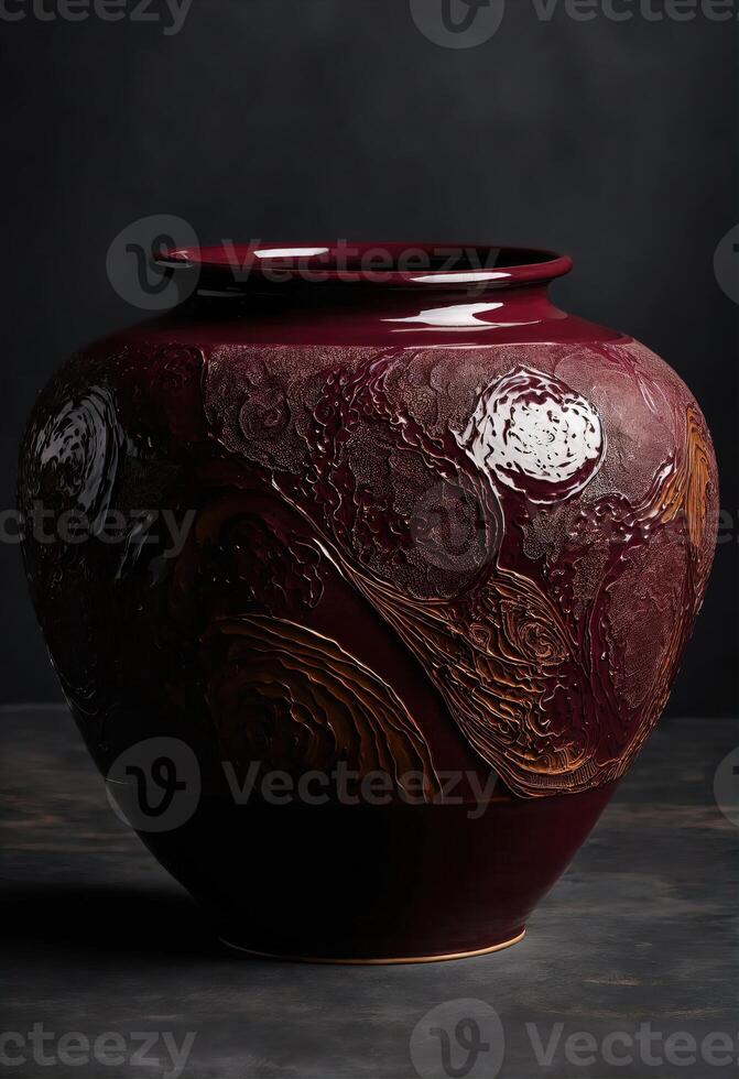 AI generated old vintage clay pot with a beautiful pattern. ai generative photo