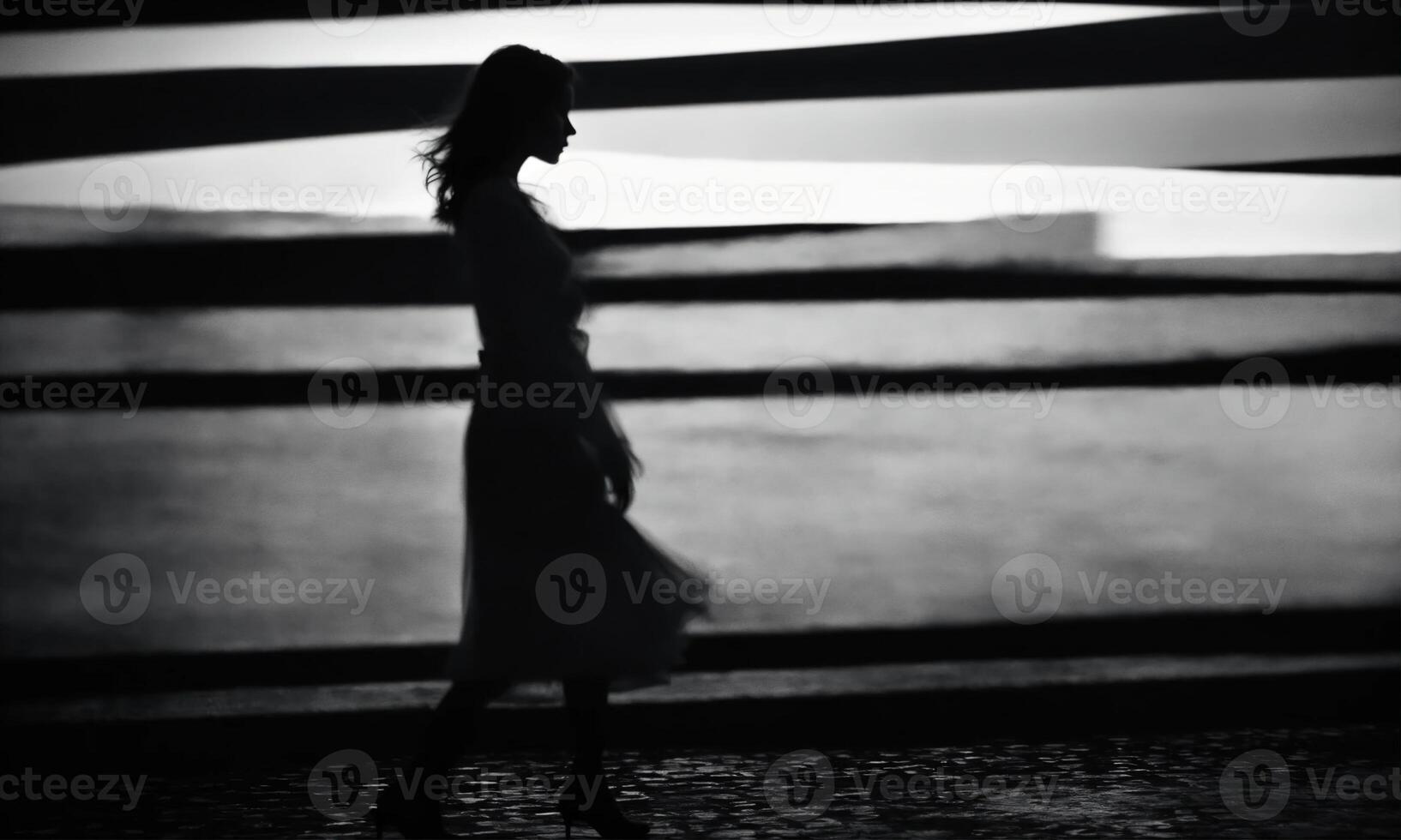 AI generated Blurry motion silhouette of a girl with long hair. ai generative photo