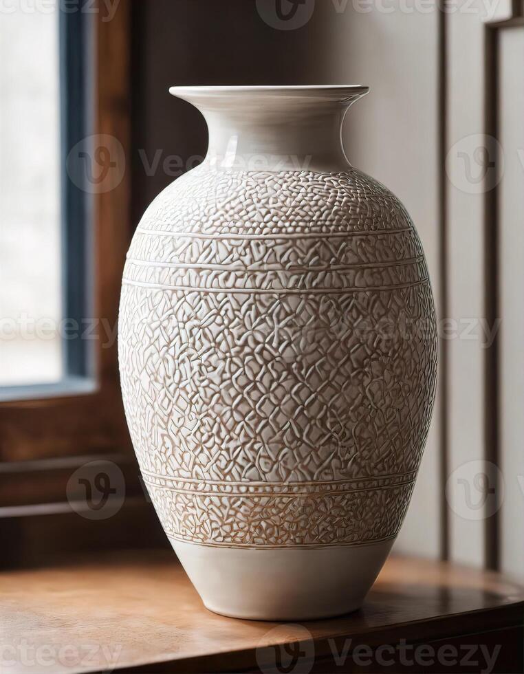 AI generated old vintage clay pot with a beautiful pattern. ai generative photo