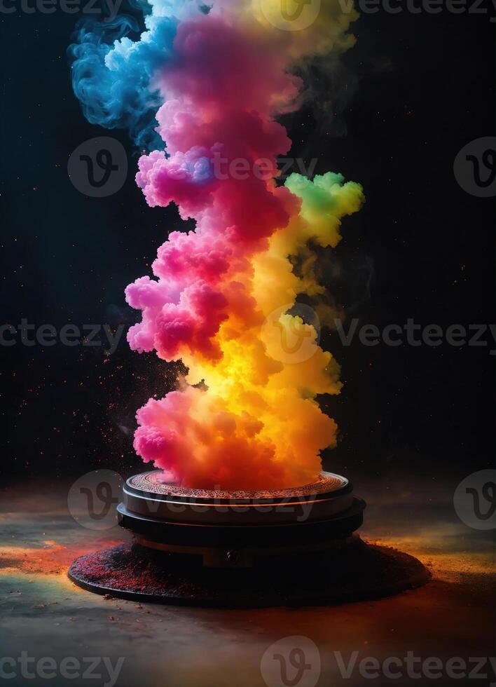 AI generated Colorful cloud with smoke on black background. ai generative photo